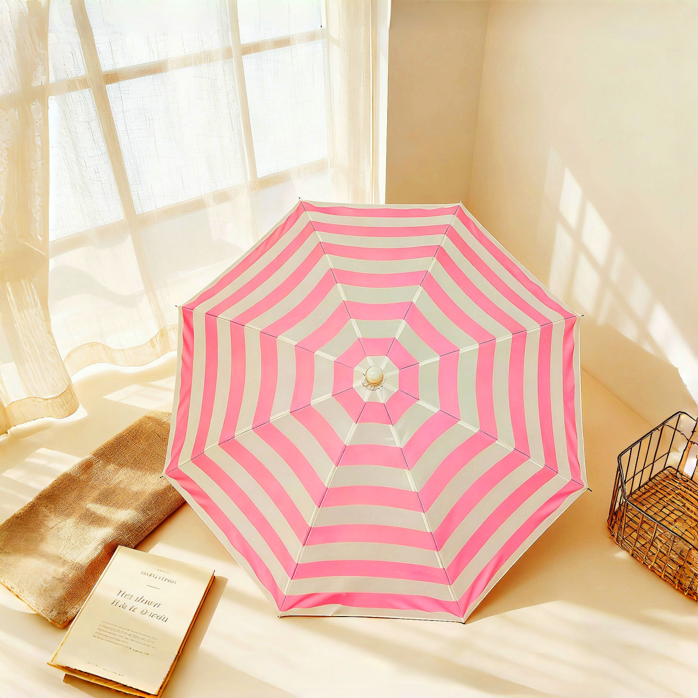 Diy Photography Lighting Umbrella - مظلة وردية مخططة قطعة واحدة، مثالية