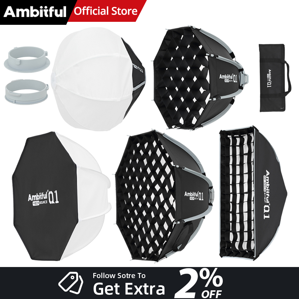 AMBITFUL Q1 Mini Bowens MiniGO - مراجعة Photography Lighting Softbox وسعره