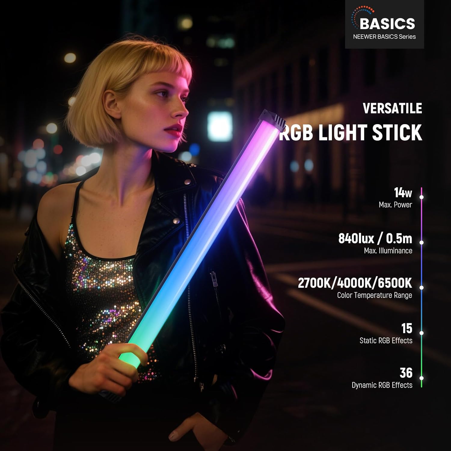 NEEWER Basics عصا إضاءة RGB مغ - مراجعة Photography Lighting Basics وسعره